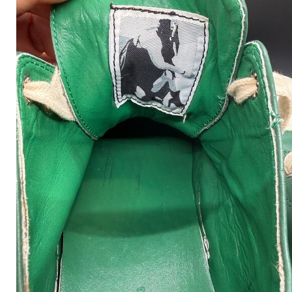 Rick Owens Mainline Green/White Leather Low Top Lace-Up Sneakers 37964 Size 10 main image 9